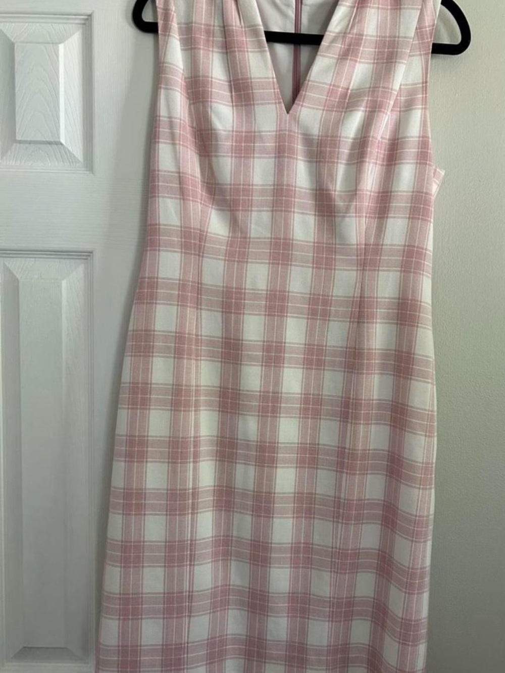 Elie Tahari Pink and Cream Plaid Midi Dress